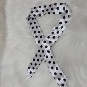 Polka Dot Silk Hair Or Bag Scarf